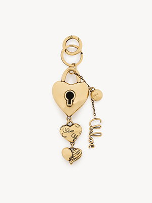 Chloé Symbols Multiple Hearts key ring bag charm in copper