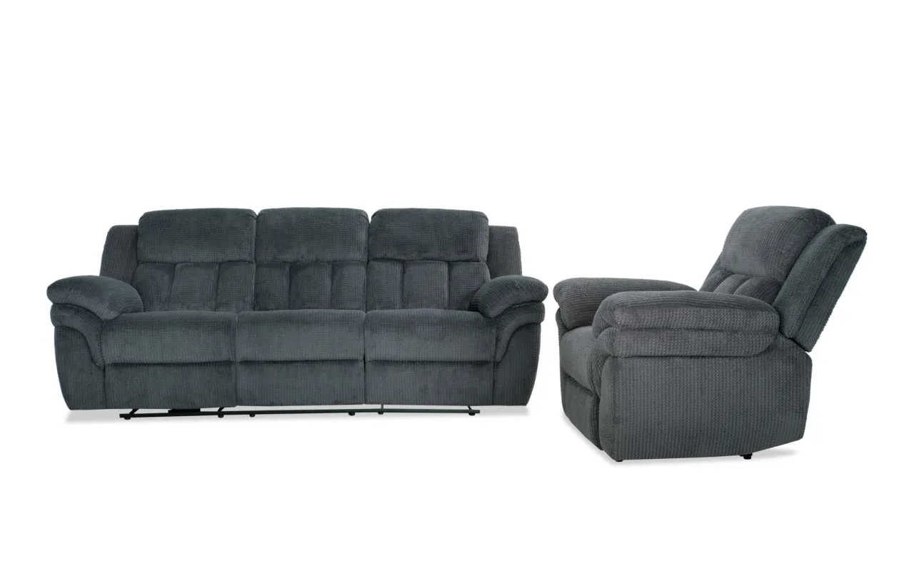 Trevor Gray 91'' Power Reclining Sofa & Recliner with USB & USB-C Ports