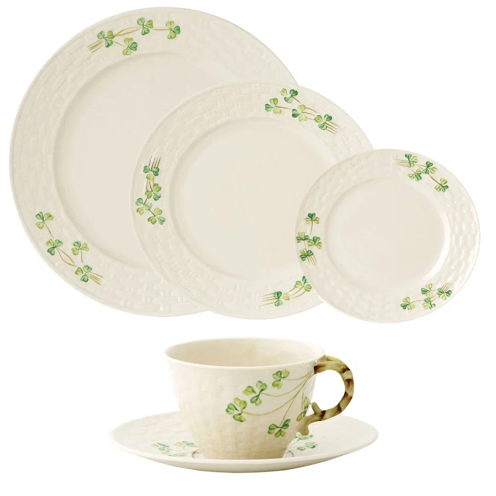 Image of Belleek Classic Shamrock 5 Piece Dining Set
