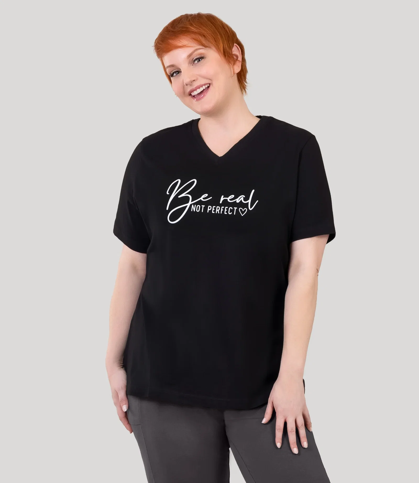 Image of Designer Graphic V-Neck Tee Be Real