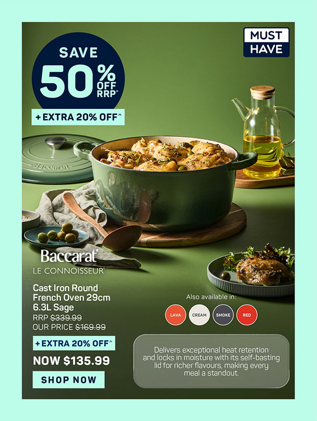 Baccarat Le Connoisseur Cast Iron Round French Oven 29cm 6.3L
