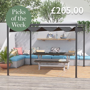 Outsunny 4 x 3(m) Metal Pergola Gazebo Patio Sun Shelter Grape Tent Retractable Canopy Grey