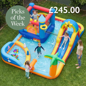 Beach-Themed Inflatable Water Slide With Climbing Wall