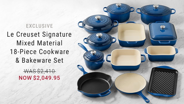 Exclusive - Le Creuset Signature Mixed Material 18-Piece Cookware & Bakeware Set - WAS $2,410 - NOW $2,049.95