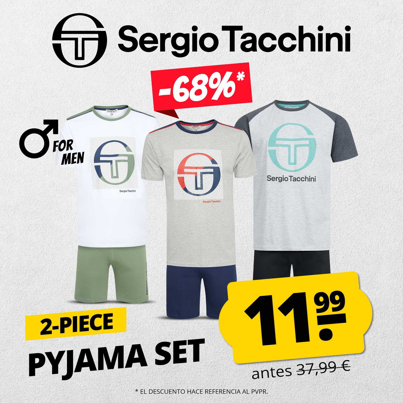 sergio tacchini hombre manga corta pijama conjunto de 2 piezas