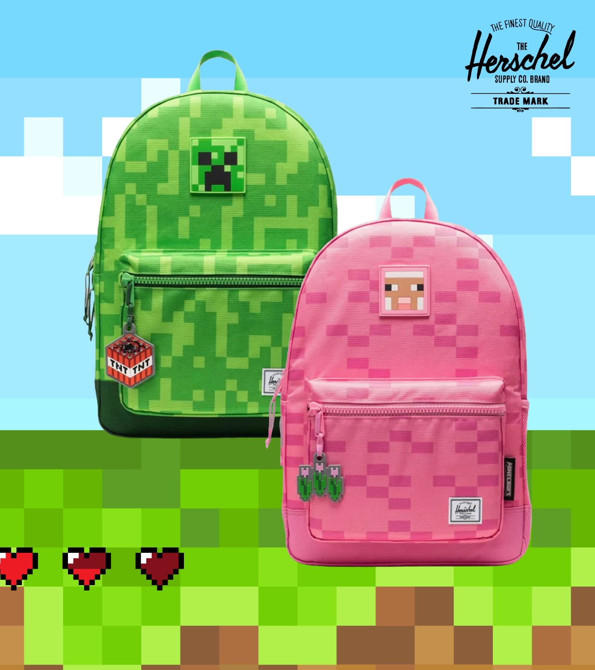 Shop new backpacks, featuring the Herschel Supply x Minecraft backpacks