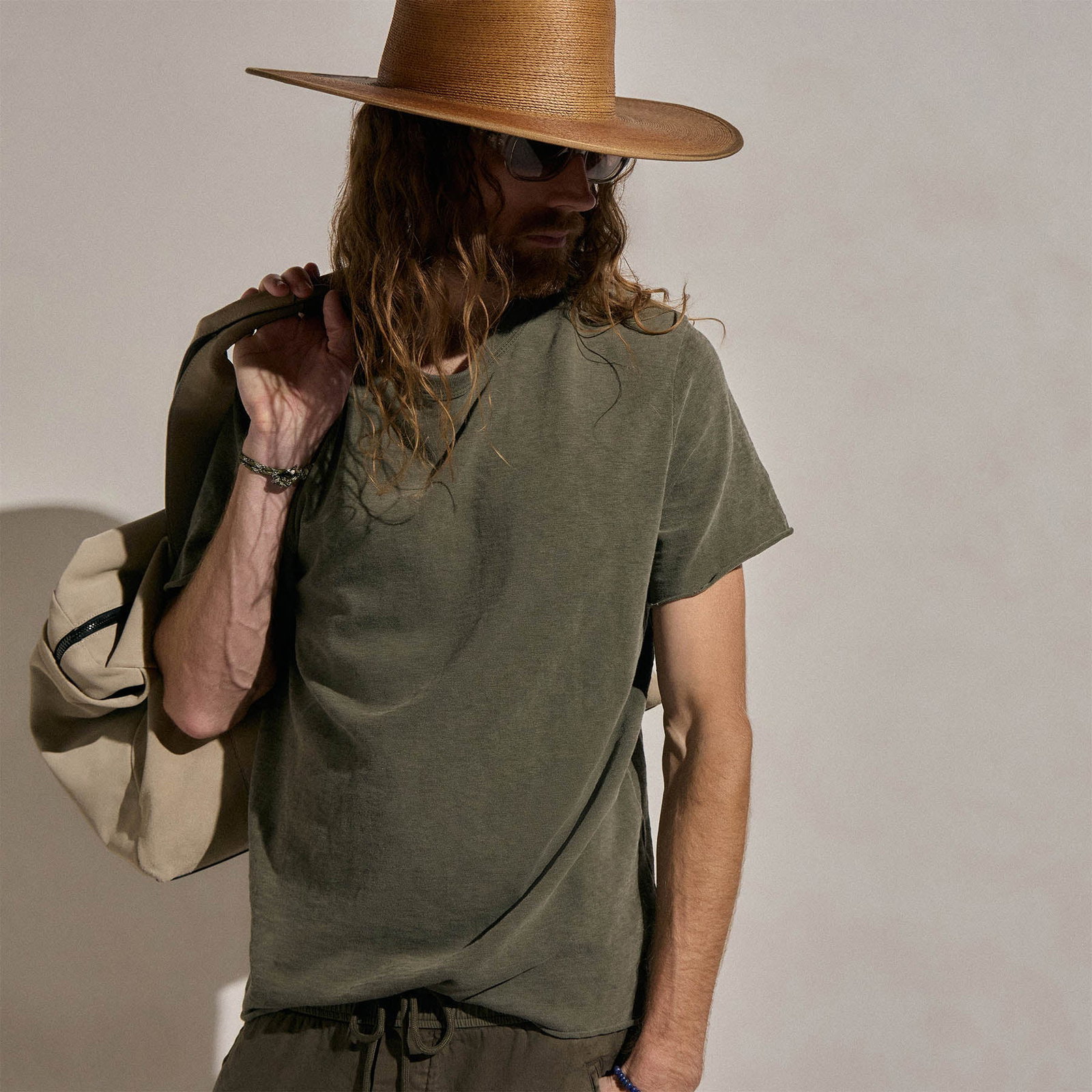 Image of Cotton Slub Short Sleeve Tee - Army Green Pigment