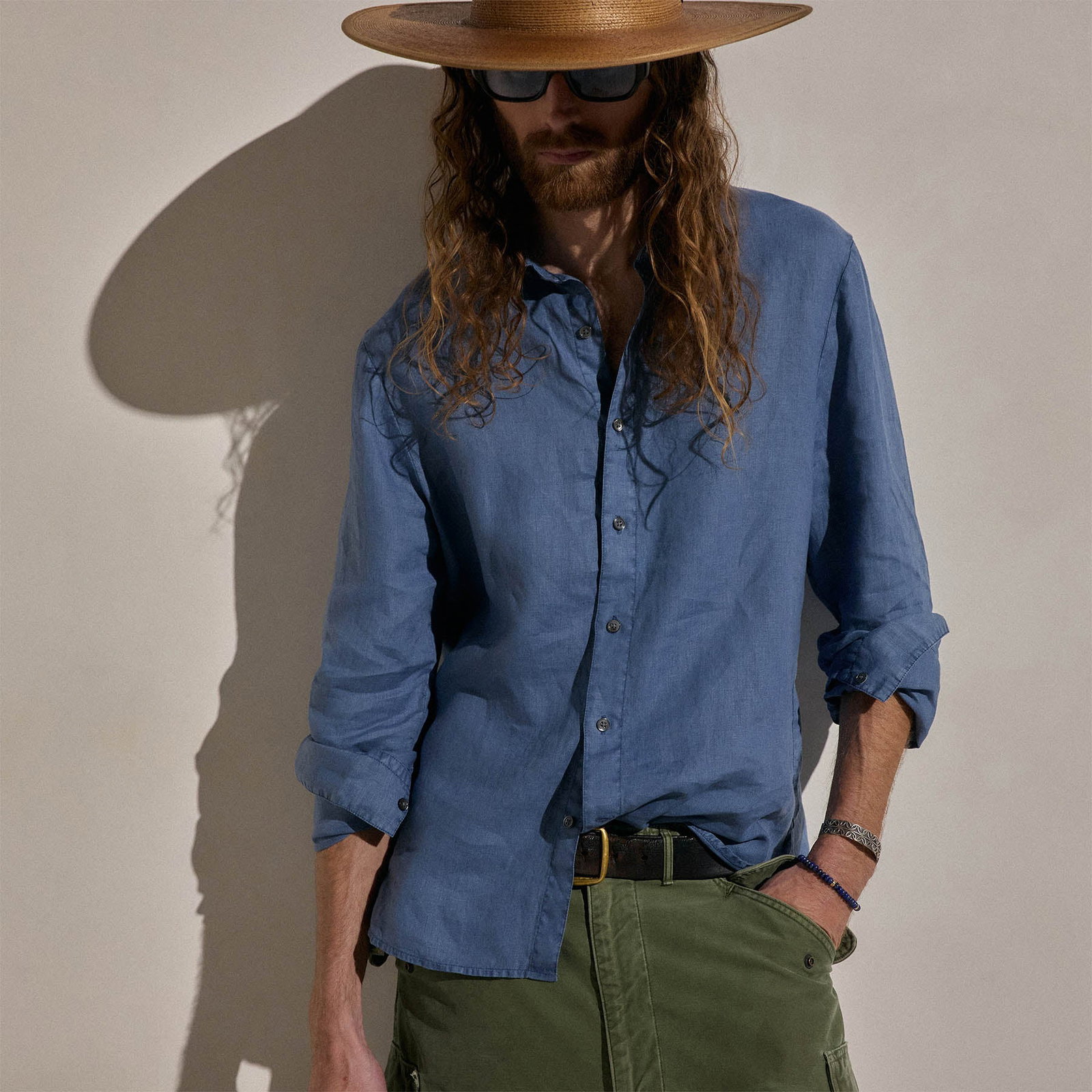 Image of Lightweight Linen Shirt - Danube Pigment