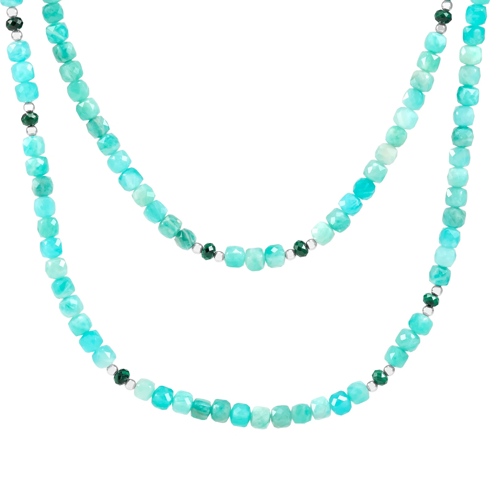 Fresh Pop Necklace, Amazonite and Malachite