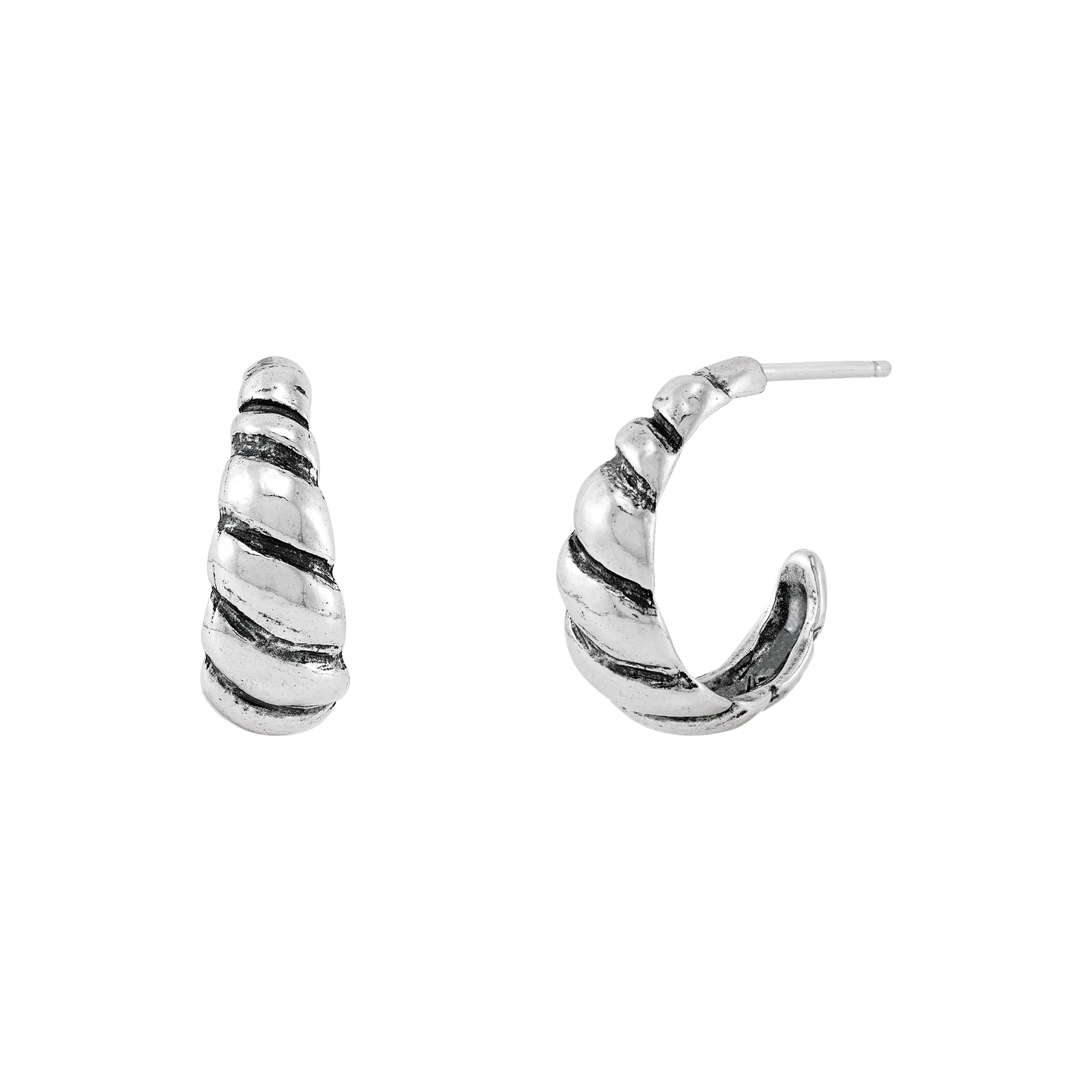 Silver Ribbon Hoop Earrings