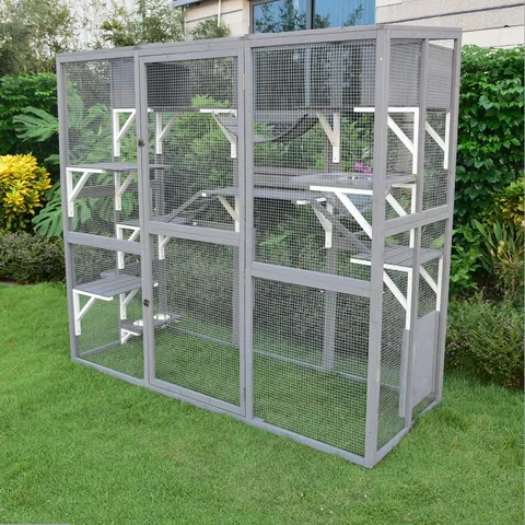 Catio équipé chat avec Globe de détente transparent 189x74x176cm - Kat’Venture