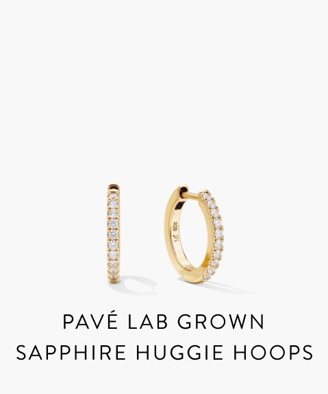 Pavé Lab Grown Sapphire Huggie Hoops.