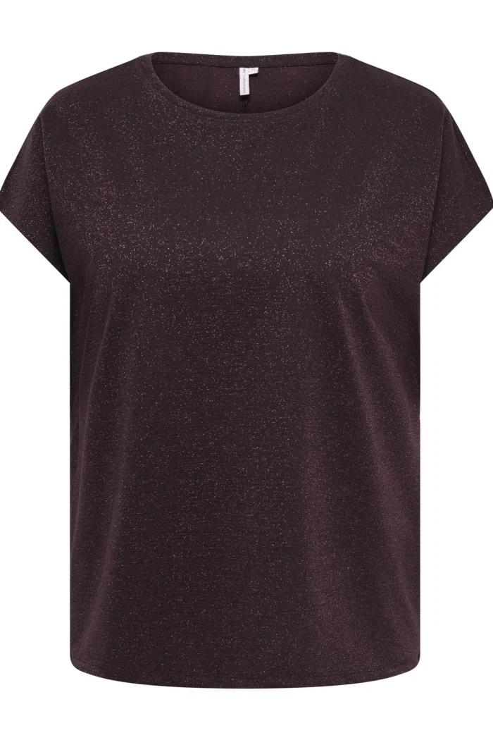Carmakoma CARMOSTER GLITTER S/S TOP JRS NOOS fudge/fudge glitter