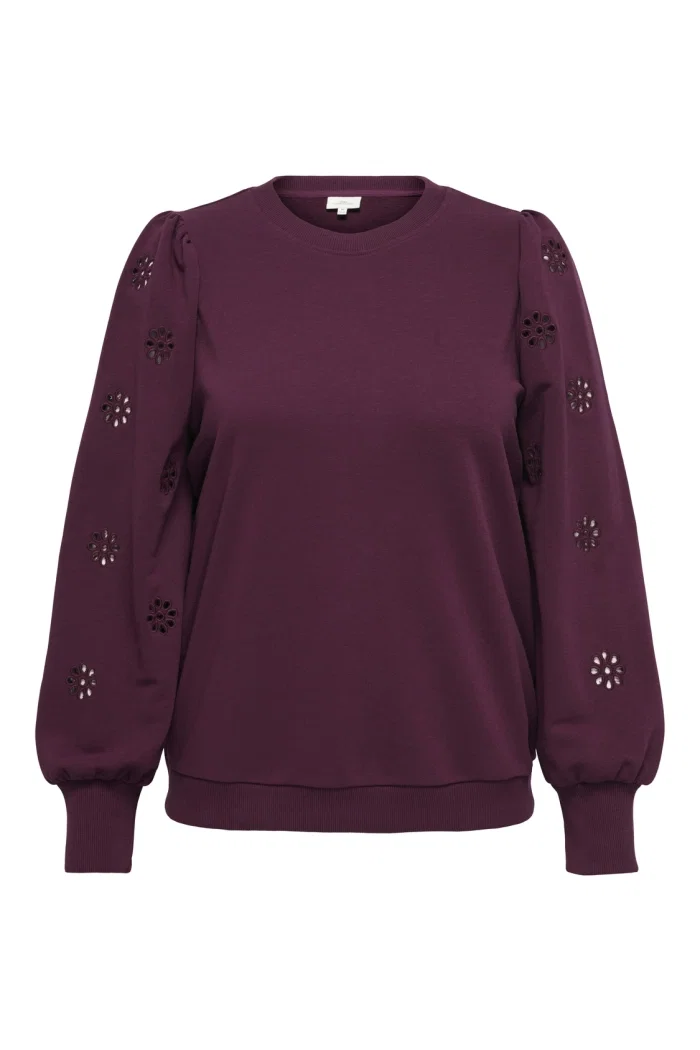 Carmakoma CARFEMME L/S PUFF EMBROIDERY UB SWT: fig