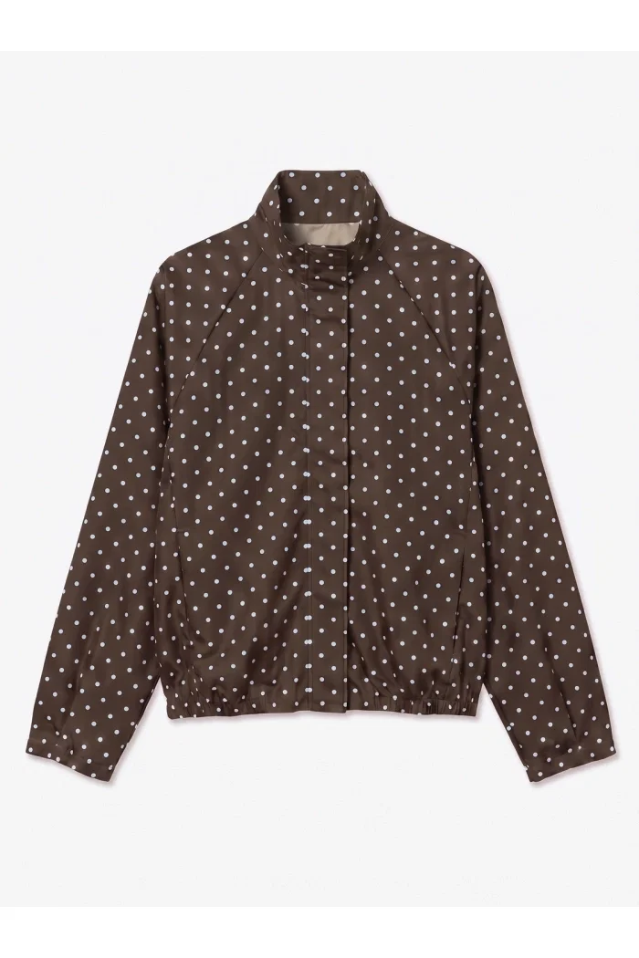 Vero Moda VMCKAYLA HIGH NECK JACKET EXP CUR chocolate brown/blue dots