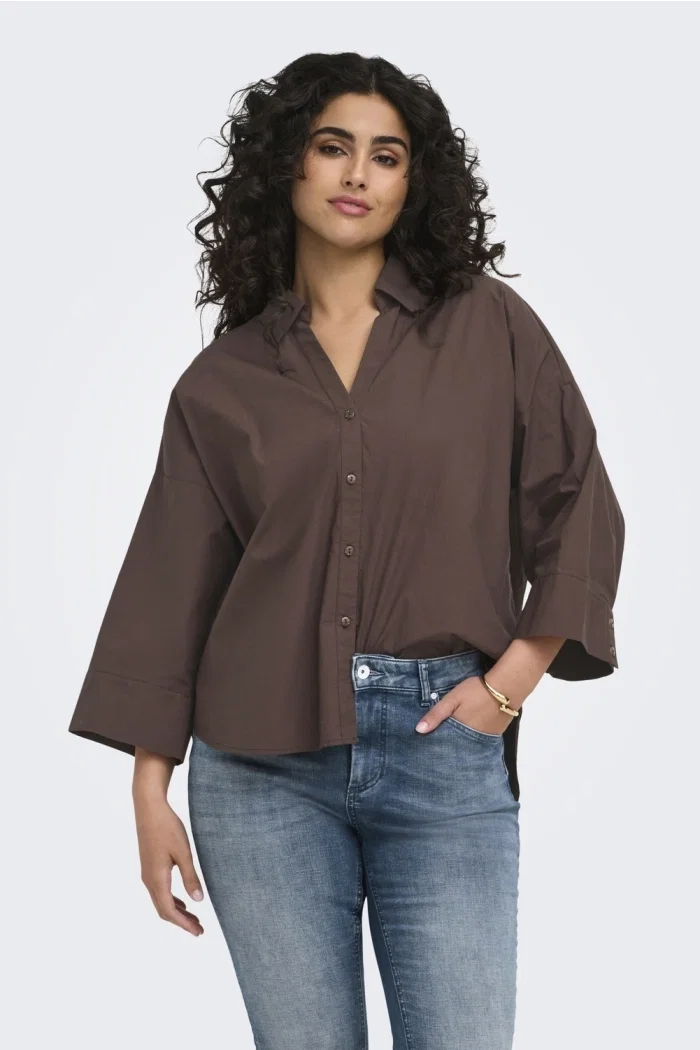Carmakoma CARSAJA KERI 3/4 SHIRT WVN NOOS coffee bean