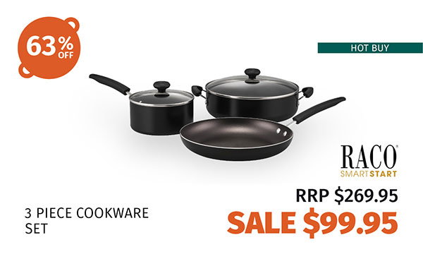 RACO Smartstart Nonstick Induction 3 Piece Cookware Set