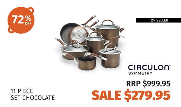Circulon Symmetry Nonstick Induction 11 Piece Cookware Set Chocolate