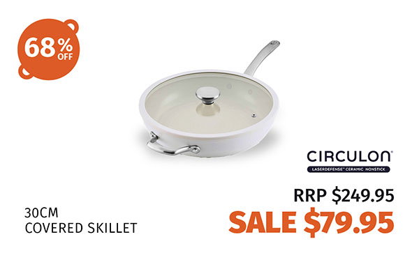Circulon Halo With LaserDefense™ Ceramic Nonstick Induction 30cm Covered Skillet Pearl White