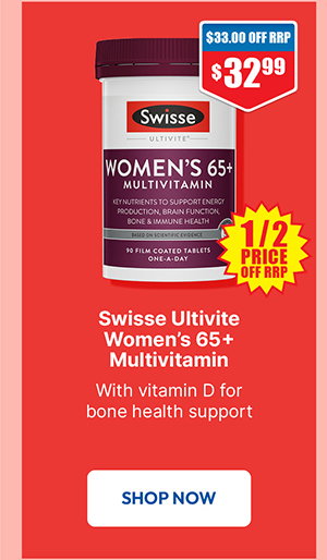 Swisse Ultivite Multivitamin Womens 65+ 90 Pack 1/2 price off RRP at Chemist Warehouse sale ends 19 August 2026