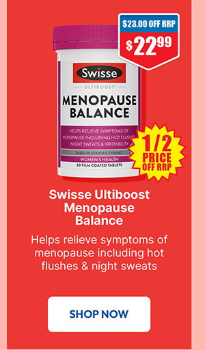 Swisse Menopause Balance 60 Tablets 1/2 price off RRP at Chemist Warehouse sale ends 19 August 2026