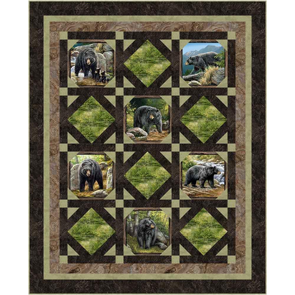 Image of Northwoods Bears - Patchworks Studio - Northwoods Naturescapes by Rosemary Millette - Northcott Fabrics - Panel Quilt Kit