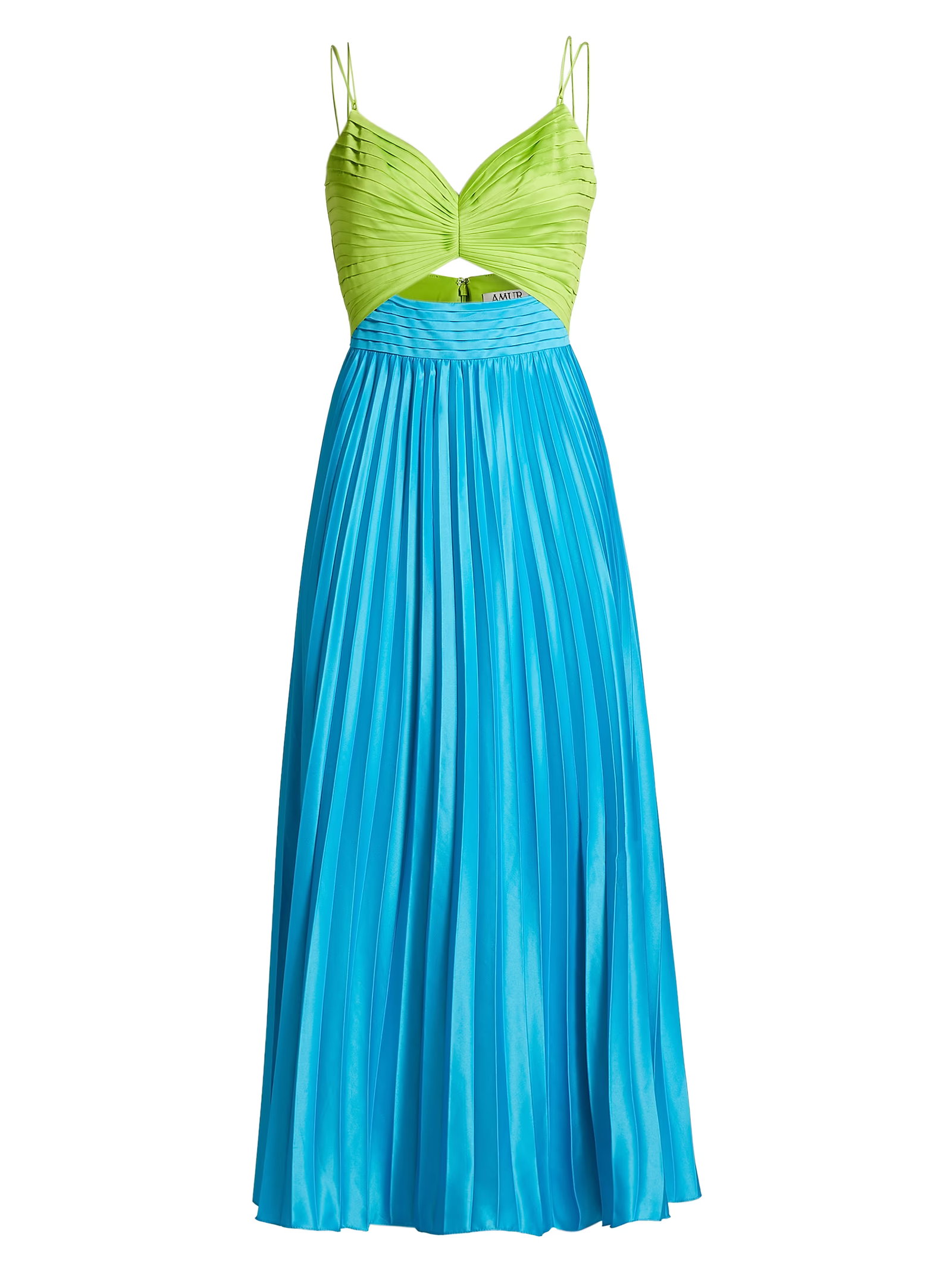 Amur Silas Pleated Colorblocked Midi-Dress