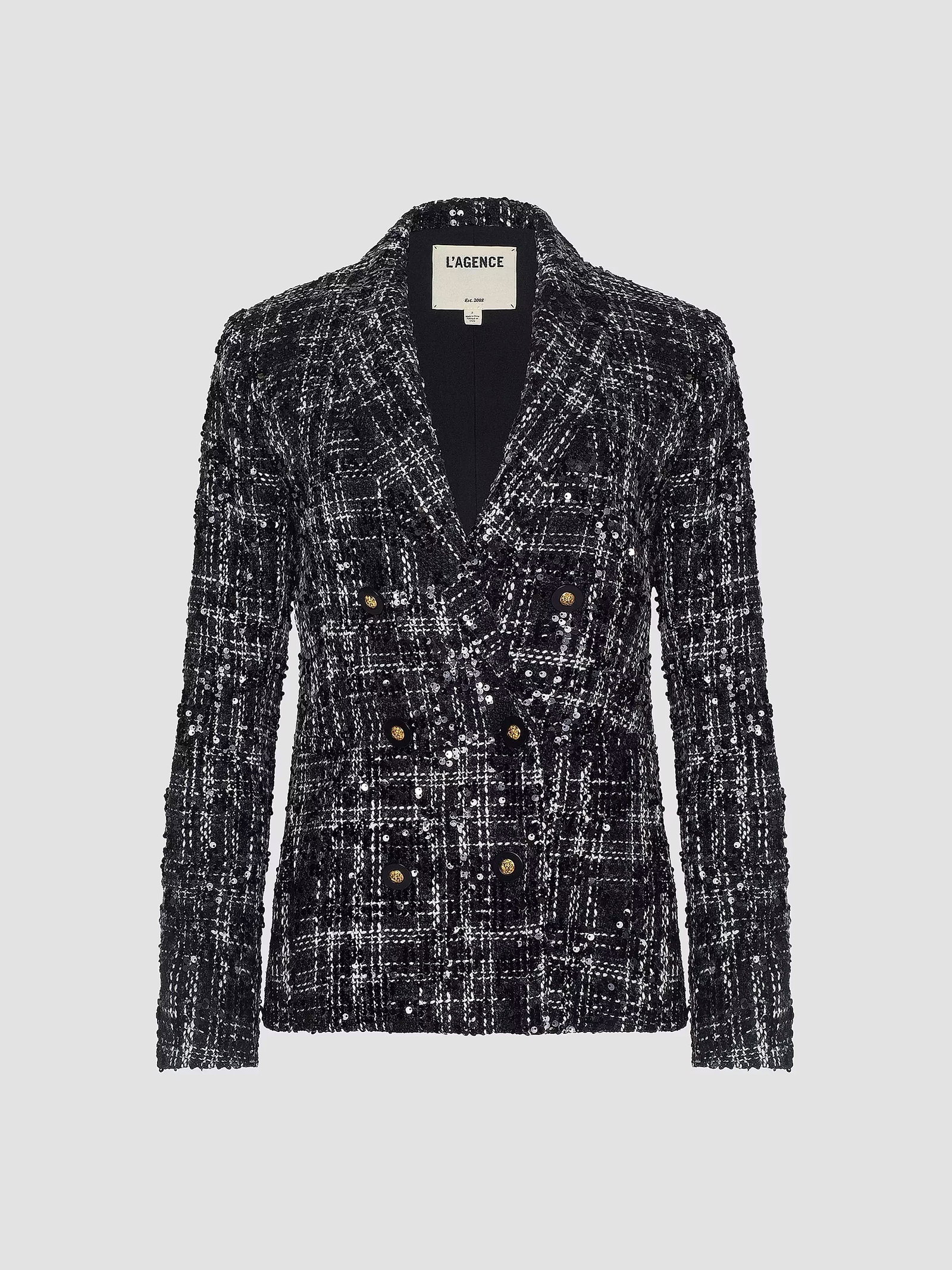L'agence Colin Sequined Silk Tweed Double-Breasted Blazer