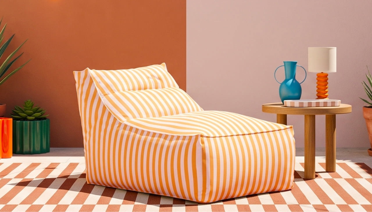 Fauteuil moelleux XXL en tissu Blanc et peche