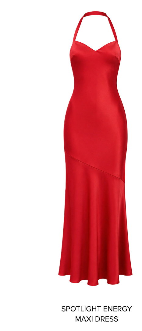 Spotlight Energy Satin Maxi Dress Red