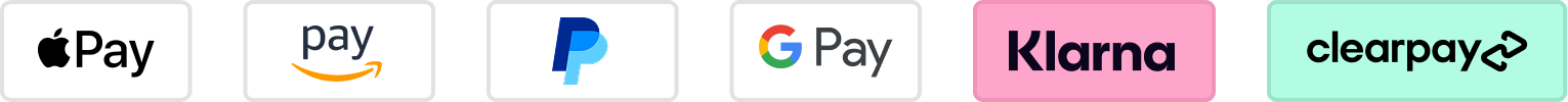 Apple Pay - Amazon Pay - Pay Pal - Google Pay - Klarna - Clearpay