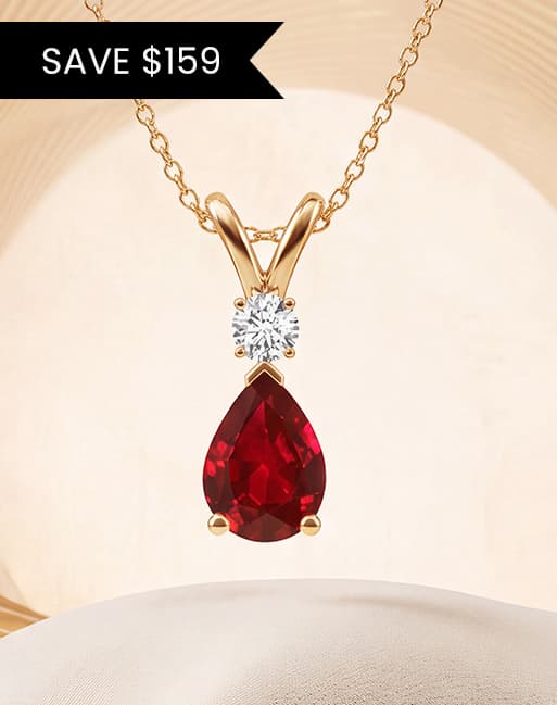 Ruby Teardrop V-Bale Pendant With Diamond