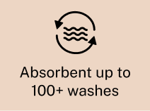 Absorbent up to 100+ washes