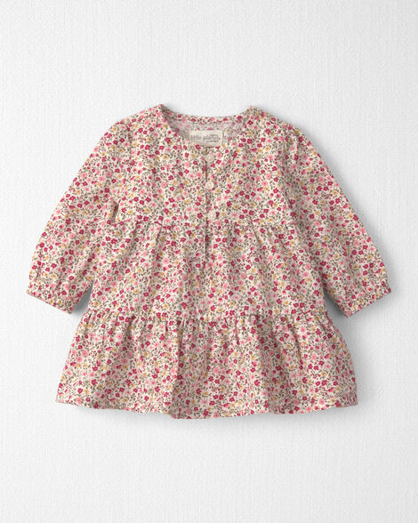 Image of Baby Girl Organic Cotton Dobby Dress in Floral
