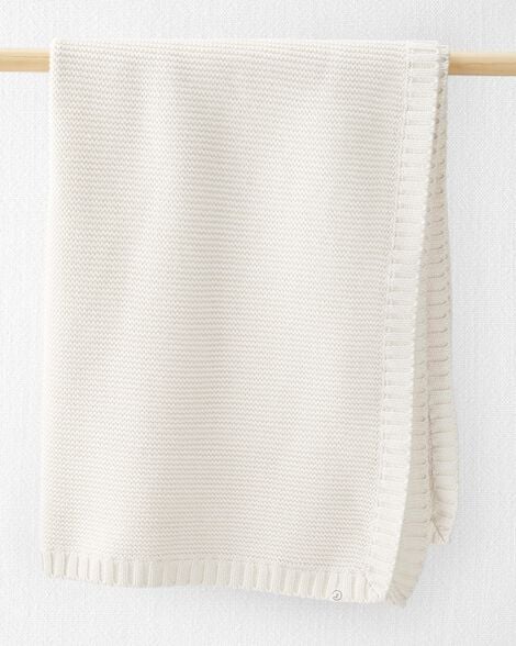 Image of Baby Organic Cotton Signature Stitch Blanket in Cream