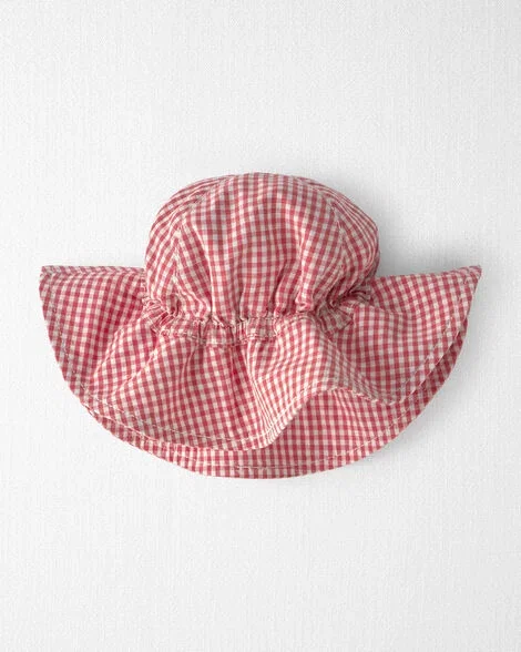 Image of Baby Girl Sunhat Made with Organic Cotton in Red Gingham