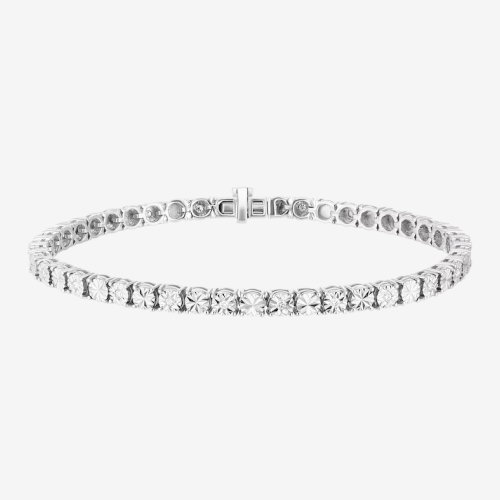 Sterling Silver 0.25ct Illusion Set Diamond Tennis Bracelet