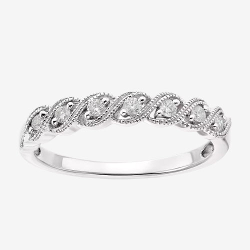 9ct White Gold Twist Eternity 0.10ct Diamond Ring