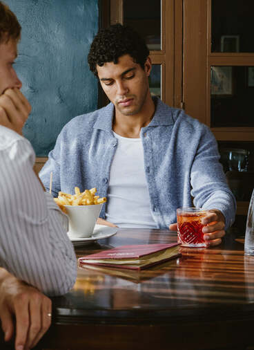 Archive Knit Collared Cardigan | Yak Wool | Heather Blue