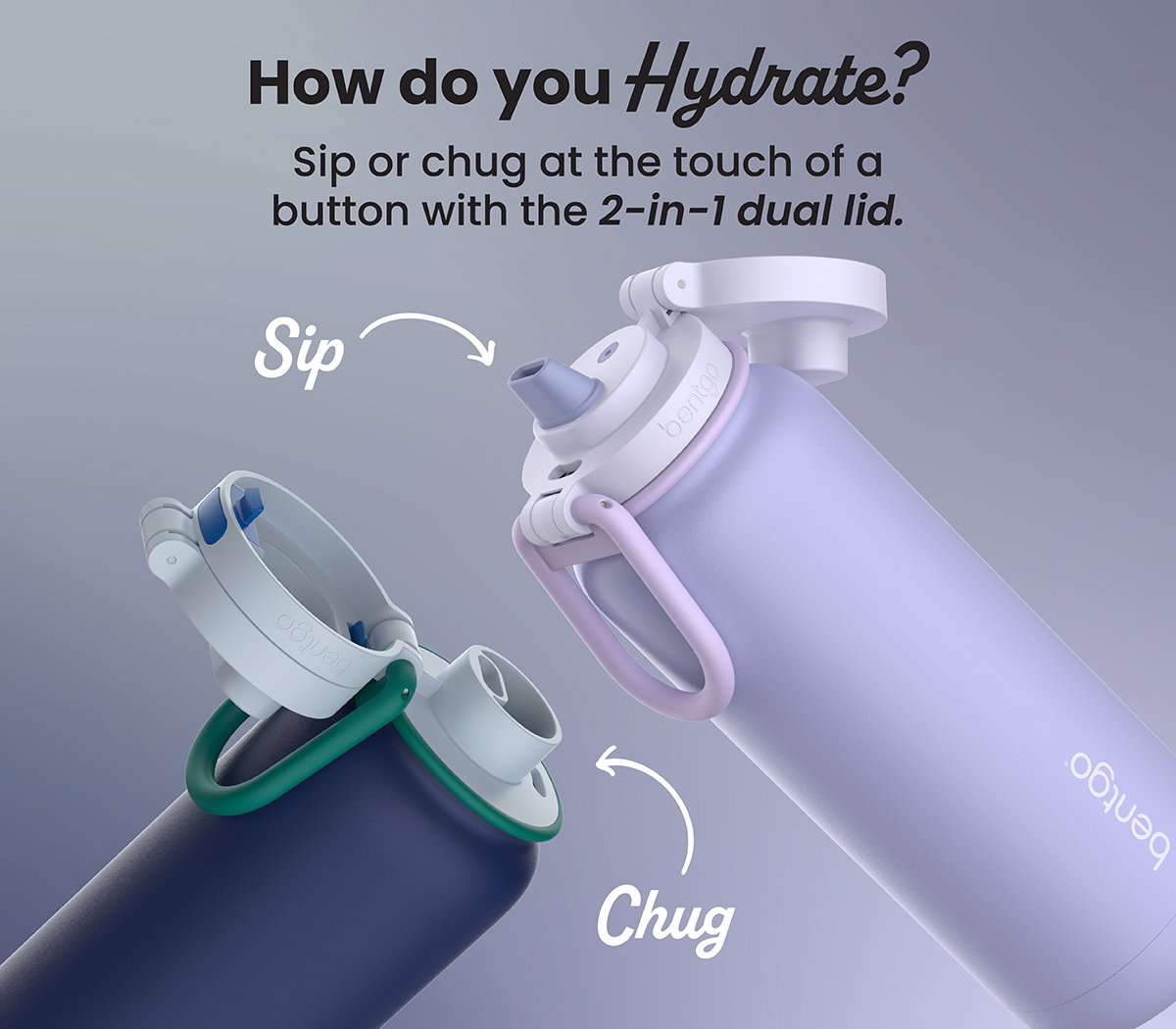 How Do You Hydrate? Sip Or Chug At The Touch Of A Button With The 2-In-1 Dual Lid