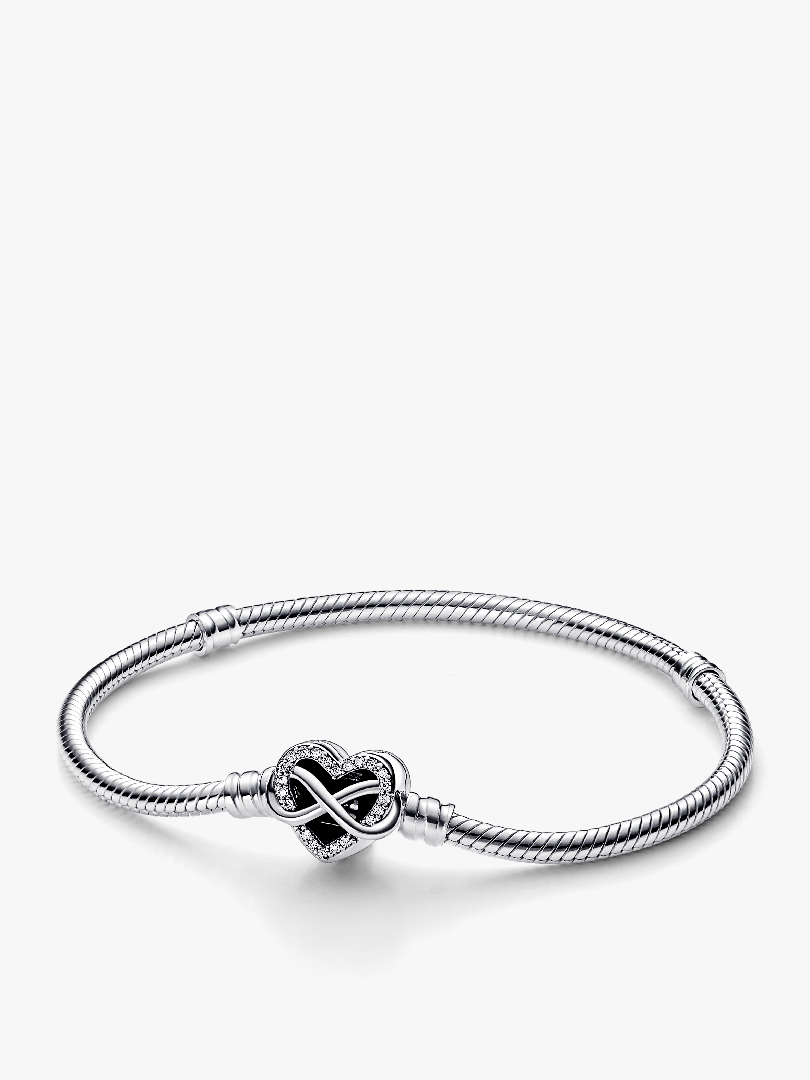 Pandora Moments Sparkling Infinity Heart Clasp Snake Chain Bracelet