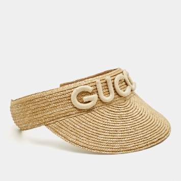Beige Logo Embellished Straw S