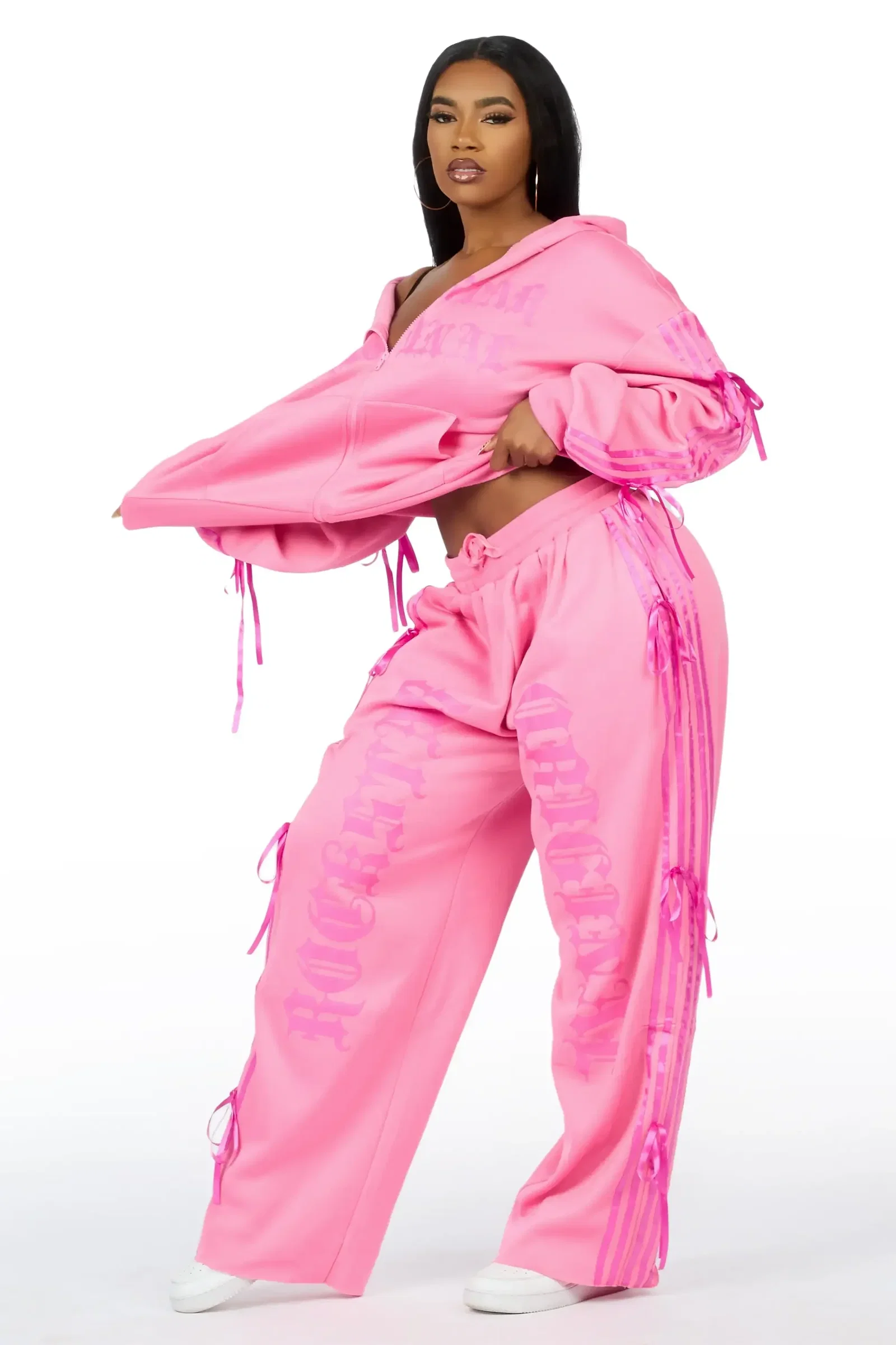 Image of Kettisha Pink Lace Up Baggy Track Set