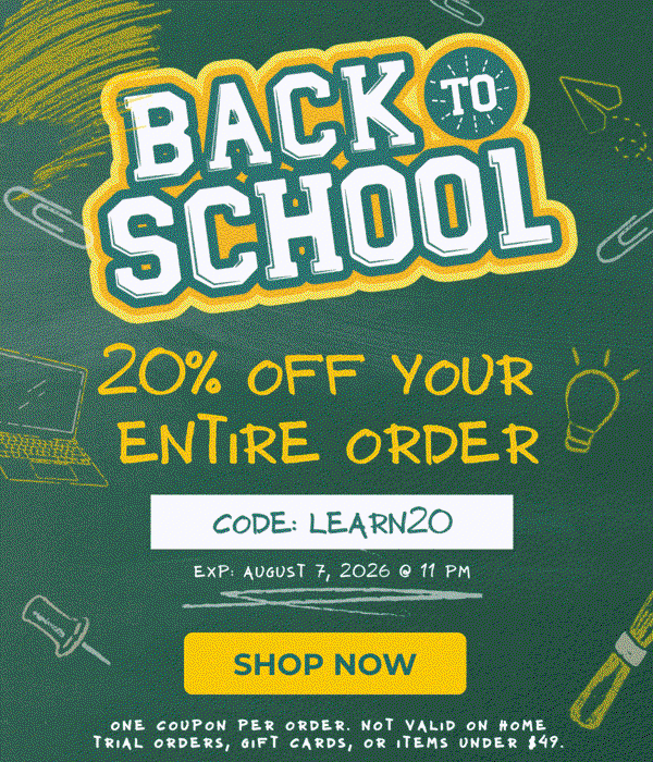  Get 20% off your entire order!