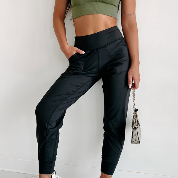 High Waist Pocketed Joggers With Exposed Seam | S-XL