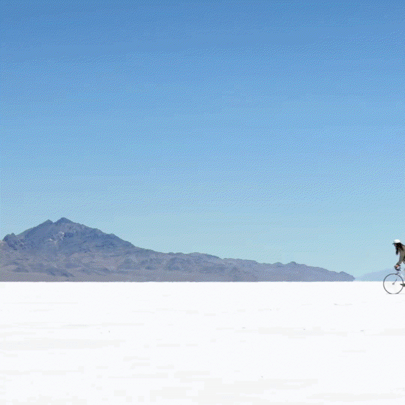 Model riding a bike