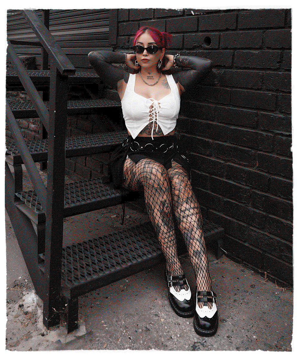 Black & White Leather T-Strap Mule
