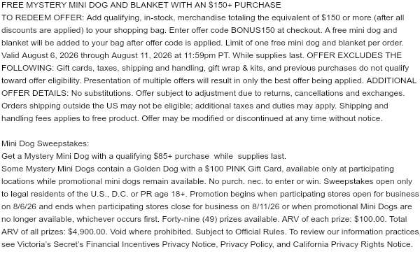 8.6 Mini Dog + Blanket w/ $150
