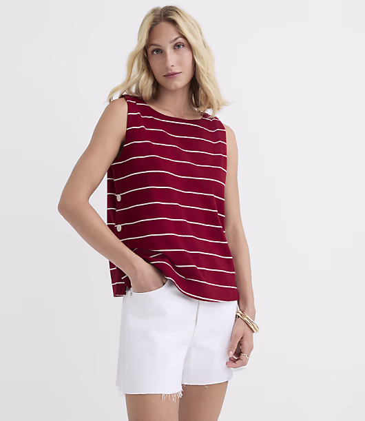 Striped Side Button Tank Top