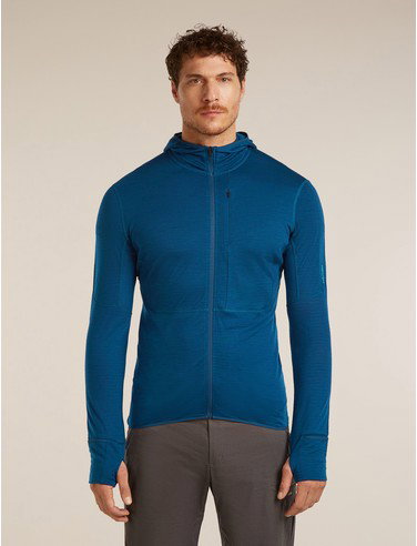Men's Merino Blend 200 RealFleeceTM Descender Long Sleeve Zip Hoodie - Atlantis/Arctic / XL